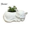 Embossed Texture Plant Pot 3D Printed Sleeping Cat Flowerpot, Mini Desktop Planter, Unique Indoor Garden Decor Decorative Holder for Succulents Small