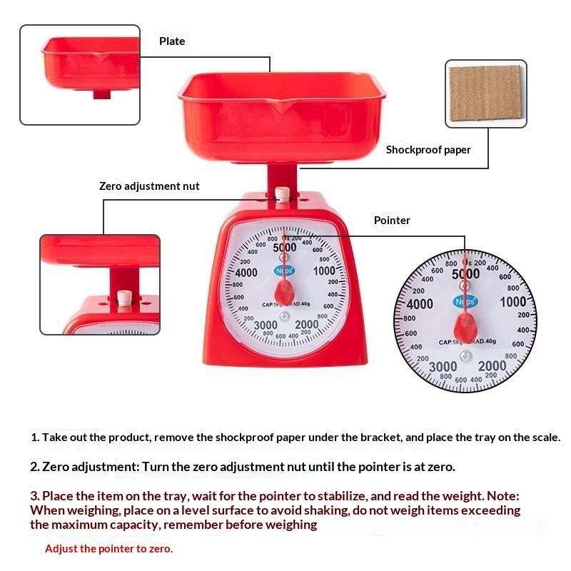 Mechanical Analog Food Weighing Scale High Accuracy Clear Dial No Battery Needed for Home Kitchen Baking Use