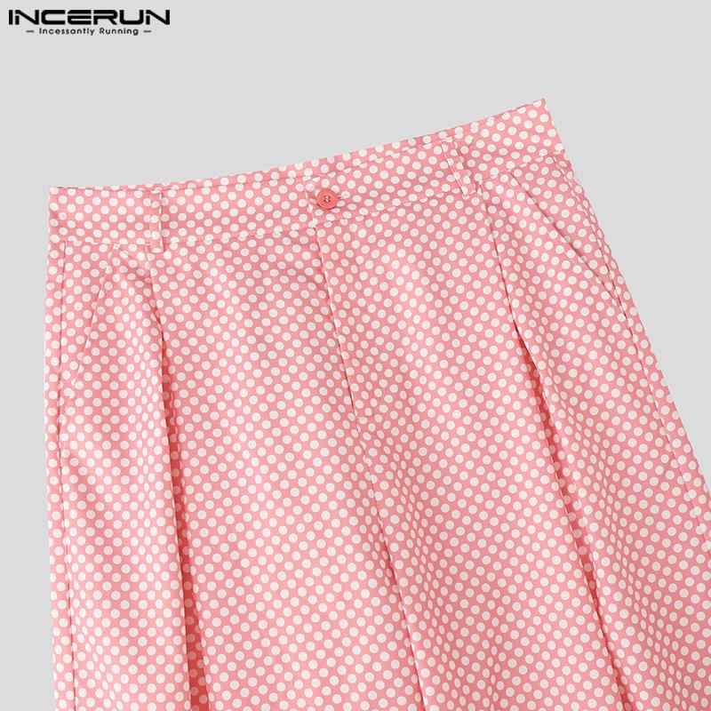 INCERUN Men Outfits Polka Dots Print Sleeveless Tops Long Pants Casual Sets