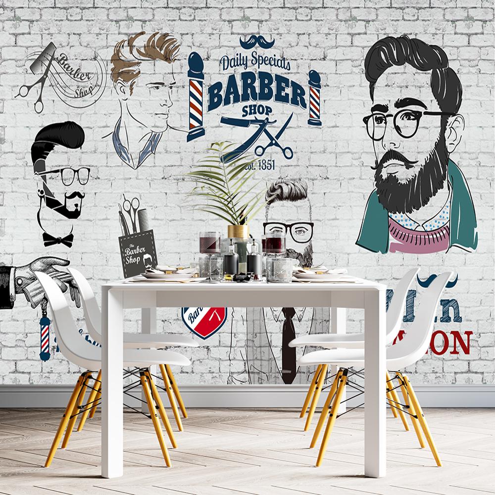 

Man Salon Wall Paper 3d Retro Barber Shop Wall Murals Hair Salon Background Wallpaper 3d Industrial Decor 200 cm(W) x 140 cm(H)