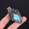 Larimar Pendant Gemstone Jewelry, 999 Copper Wire Wrapped Pendant, Handmade Jewelry Birthstone Pendant, Gift For Him
