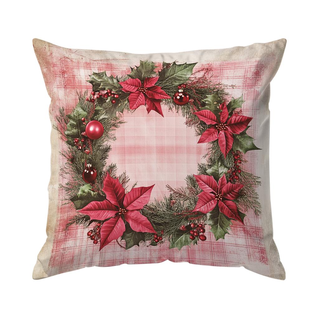 Vintage Christmas Cushion Pillowcase Printed Polyester 45X45Cm Throw Pillowcover Decorative Sofa Cushion Pillowslip Home Decor