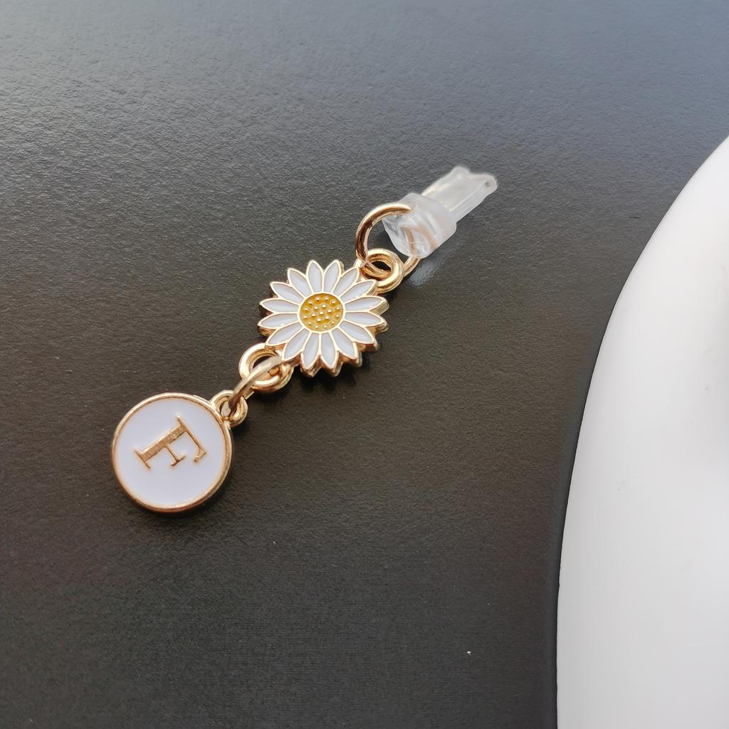 1 szt. Kreatywny stokrotka/słonecznik litera zatyczka przeciwkurzowa do telefonu komórkowego/europejskie i amerykańskie 26 wielkich liter A-Z zawieszka do telefonu komórkowego