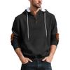 Men's Casual Loose Fit Hooded Sweatshirt with Pattern and Elbow Long Sleeve Athletic Pullover