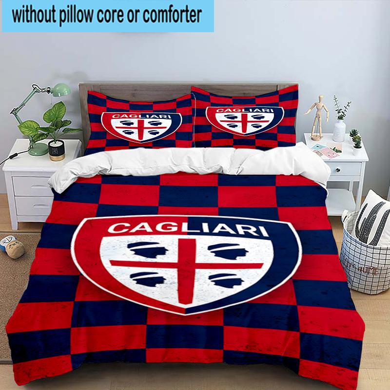 3PCS Football Cagliari Design Bedding Set,Including 1pc Duvet Cover And 2pcs Pillowcases Perfect for Bedroom, Dormitory, Fan Christmas gift
