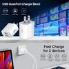 1/5Pcs USB Wall Chargers Block Power Adapter 2.1A Dual-Port Fast Charging Plug Cube Charger Adapter For IPhone For Samsung