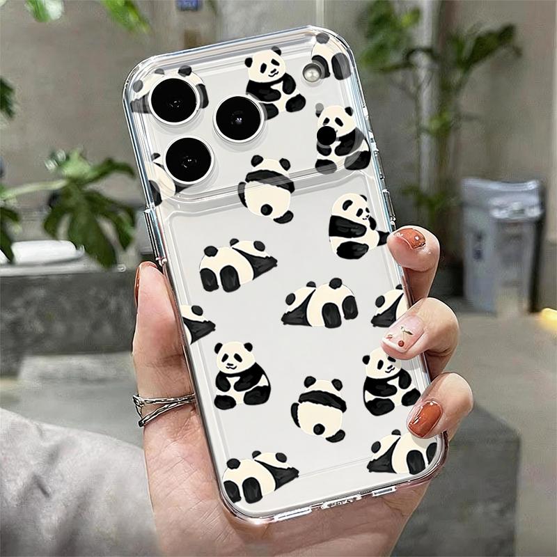 Lovely Baby Panda Pattern Case For iPhone 17 Pro Max Coque iPhone 16 15 14 13 12 Pro Max 11 Clear TPU Silicone Soft Cover