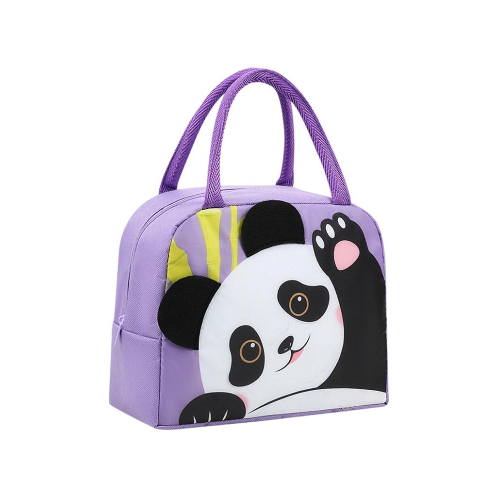 Oxford Fabric Cartoon Lunch Bag Portable Handheld Insulated Lunch Tote for Kids and Adults with Zipper Closure and Easy Carry Handles