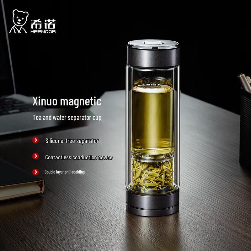 Heenoor Double-Layer Magnetic Tea Separation Glass Cup