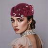 Vintage Topper Hat Flower Felt Beret Uniform Stewardess Hat Formal Hat  Fashion Show