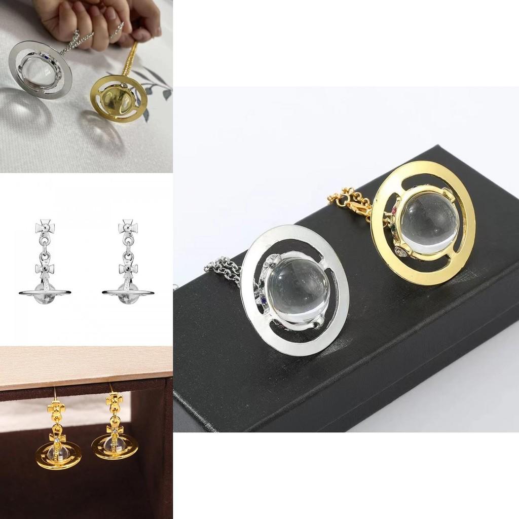 Saturn Necklace Luxurious And Earring Set Crafted With Premium Alloy Materials