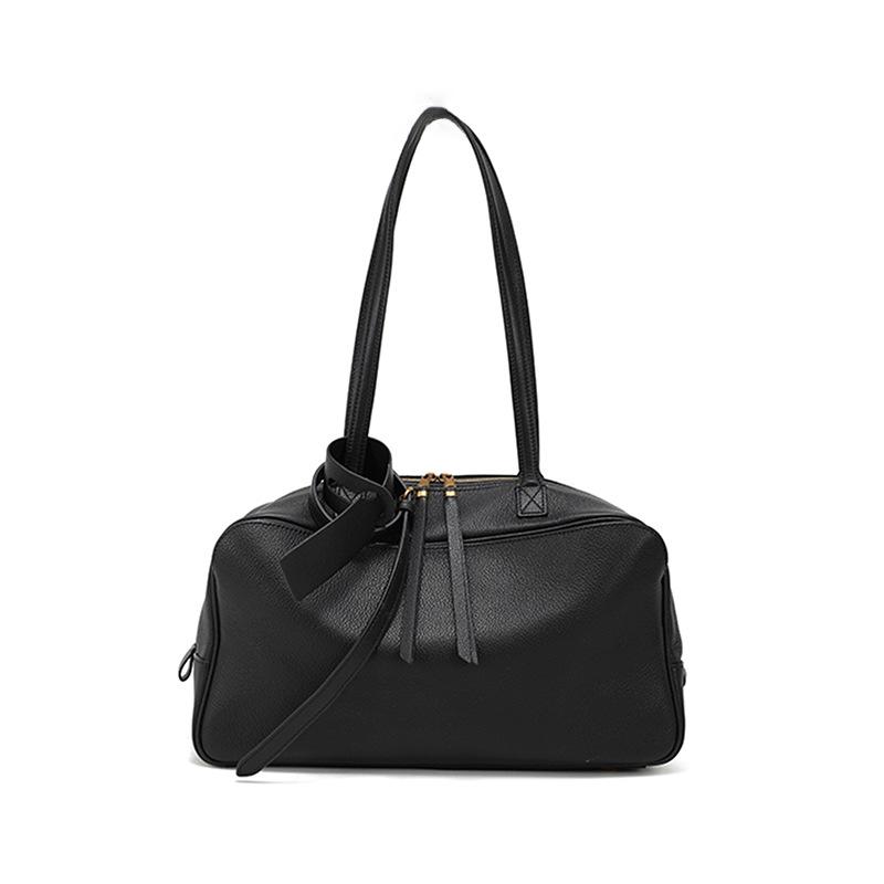 B-Bowling Genuine Leather New Rodeo Boston Bag Large Capacity Commuter Shoulder Crossbody Pillow Bag for Women