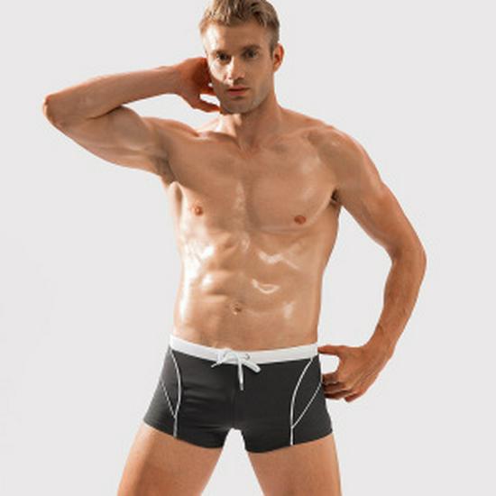 New Men's High-End Quick-Dry Plus Size Double-Layer Tie-Up Swim Trunks