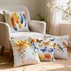 4 Pcs Watercolor Flowers Butterfly Bird Feathers Single-Sided Printed Pillowcase For Home Living Room Bedroom Car