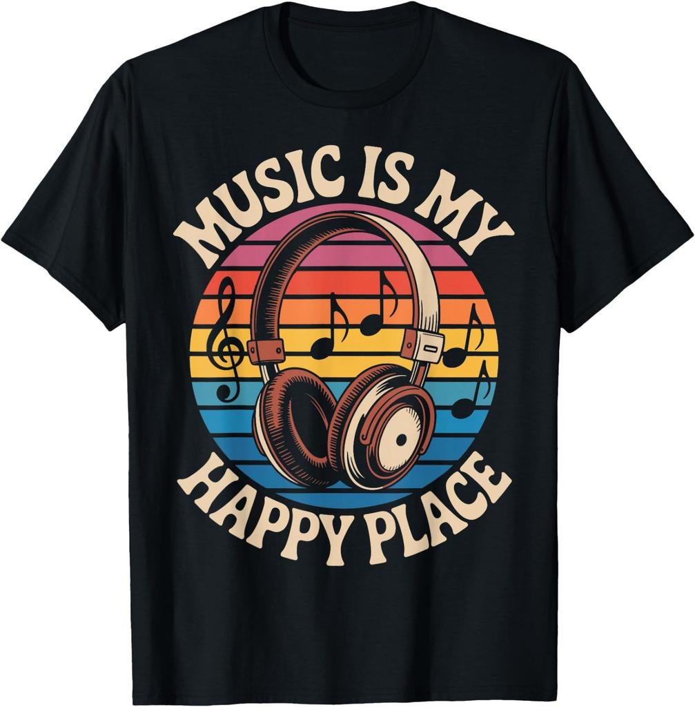 Musik ist mein glücklicher Ort - Retro-Kopfhörer Vibes T-Shirt