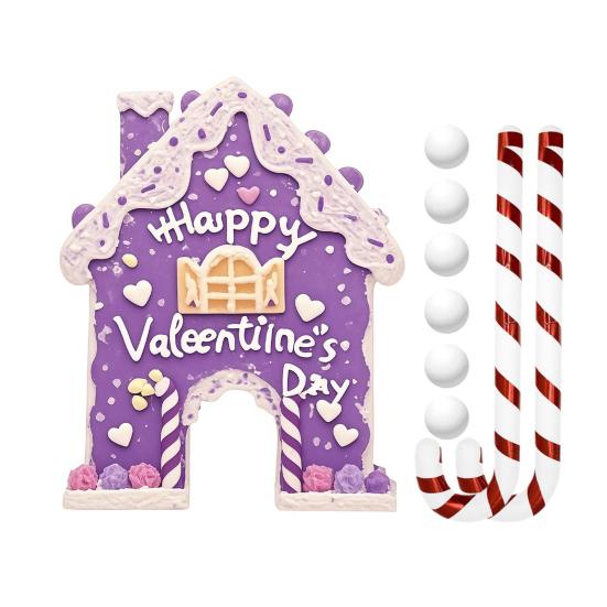 Set de jucării de golf Casă de turtă dulce Joc de putting de Ziua Îndrăgostiților cu crose și mingi cu tematică de inimă Cadou de golf festiv pentru cupluri Distracție în interior și exterior