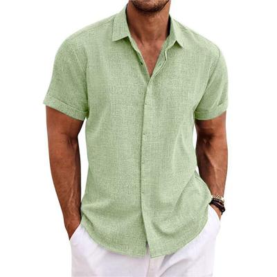 Männer Revers Kurzarm Shirt Tops Einfarbig Knöpfe Knopfleiste Lose Fit Casual Dünne Tops Männliche Kleidung