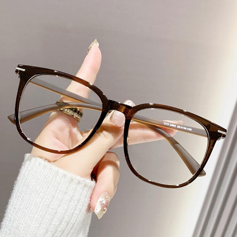 New Women's Large Frame Glasses, Essential Anti-Blue Light, Round/Square Faces, Clear Lenses, High-End Slimming Design