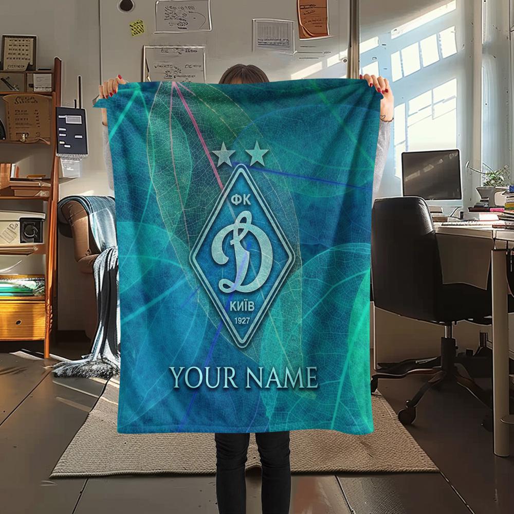 Custom Name Dynamo Kyiv Flannel Blanket, High Quality Comfortable for All Seasons, Home Decor, Warmth and Comfort