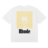 RHUDE Geometric Letter Print T-Shirt Mens Womens American Vintage Short Sleeve Tee