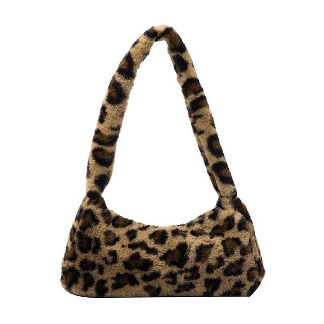 fluffy cheetah shoulder bag