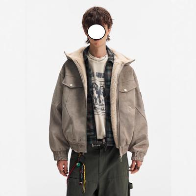 Herren American Retro Patchwork Stehkragen Baumwolljacke - Dick, Warm, Trendy, Lockerer Schnitt mit Kapuze.