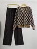 Women's Autumn Winter Knit Sweater and Wide-Leg Pants Set