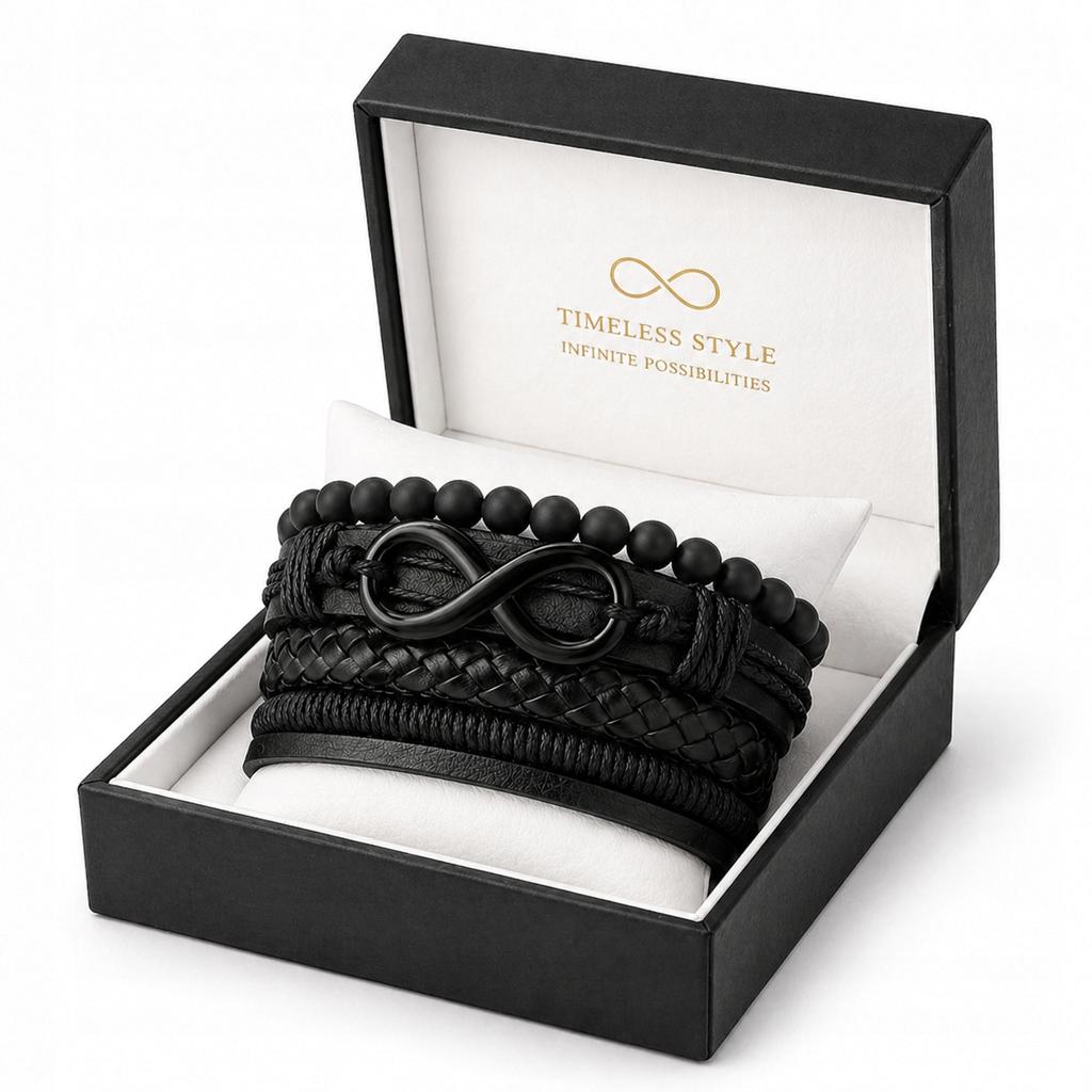 Men' Leather Bracelet with Tiger' Eye Beads, Multilayer Italian