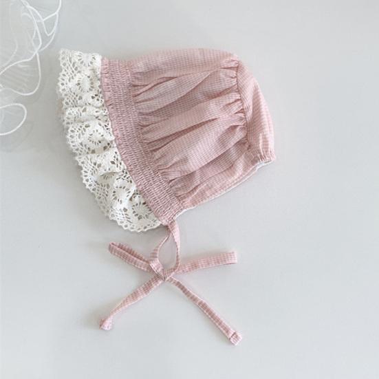 Newborn Baby Hat Lace Brim Rounded Top Solid Color Lace-up Beanie Hat Sun-Protection Accessories Cute Infant Cotton Bonnet Summer