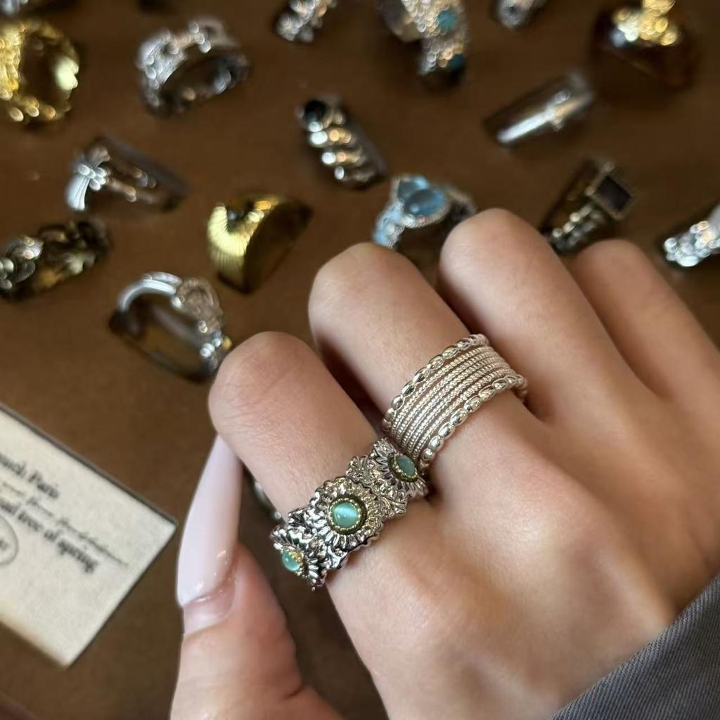 925 Sterling Silver Retro Plain Silver Ring for Women Does Not Fade, Light Luxury, High-end Sense, Versatile Opening Fashion Personality Ring