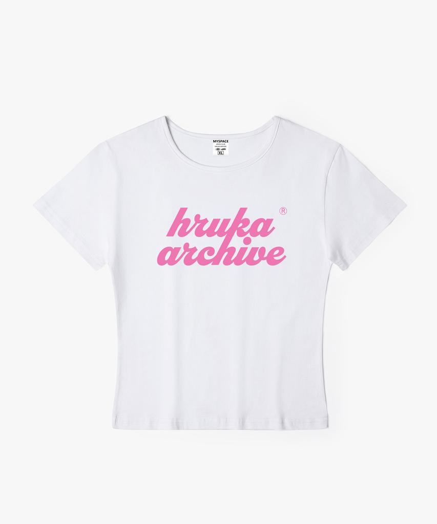 Hilukaakaibeu Overlap Pink Logo Women'S Slim Fit Short Sleeve T-Shirt