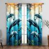 Deep-sea Dolphin Pattern Print Drapes Room Darkening Window Curtains for Home Decor,Rod Pocket Blackout Curtains Bedroom