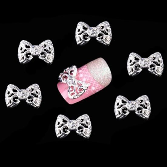 10 Stücke Nail art Aufkleber 3D Bowknot Muster Stilvolle Legierung Strass Nagel Aufkleber für Dating