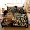 3pcs Duvet Cover Set (1*Duvet Cover + 2*Pillowcase) Fashion Black Girl Print Bedding Set, Soft Comfortable Duvet Cover
