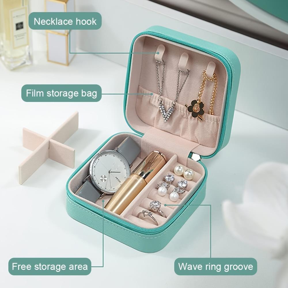 1PC Mini Portable Jewelry Storage Box with PU Leather Desktop Ring Roller Holder Travel Jewelry Box Is Suitable for Earring Rings and Accessories.