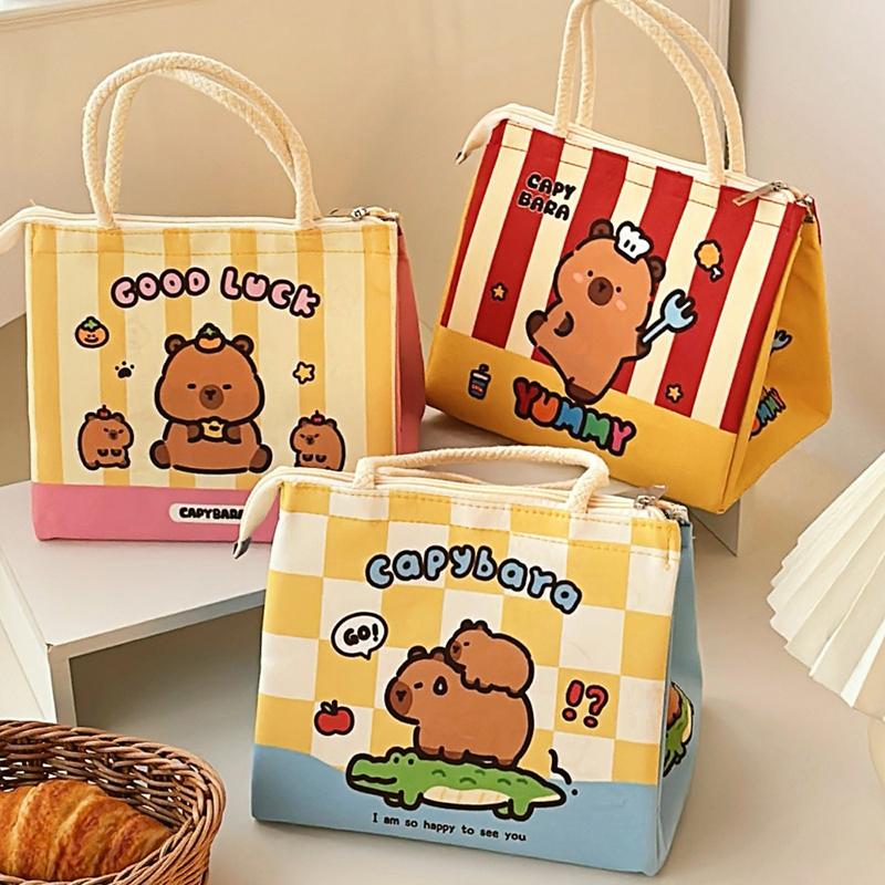 Kawaii Kreslená Kapybara Taška na Oběd Izolovaná Nákupní Taška Taška na Bento Obědové Tašky Pro Ženy Dívky Přenosná Termotaška Dárky