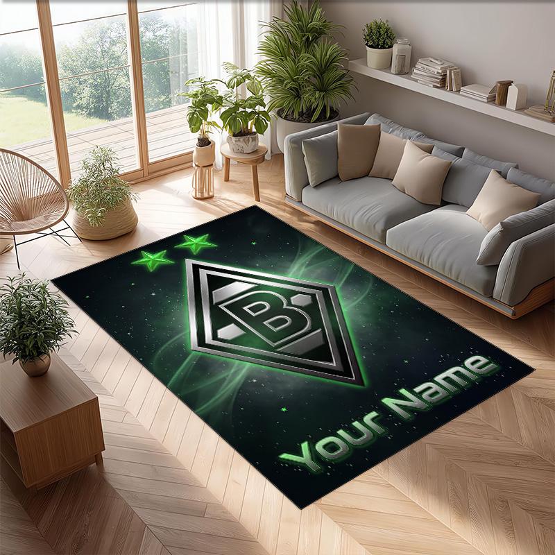 Tappeto in Cristallo Velluto Stampato Borussia Mönchengladbach Tappeto Antiscivolo in Cristallo Velluto Per Divano Camera da Letto Decorazione Interna per la Casa