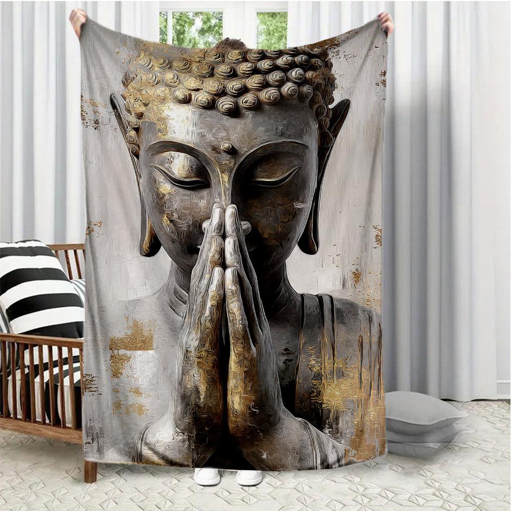 

serene Buddha in meditation posture Flannel printed blanket suitable for all seasons suitable for living room office sofa travel 75x90cm