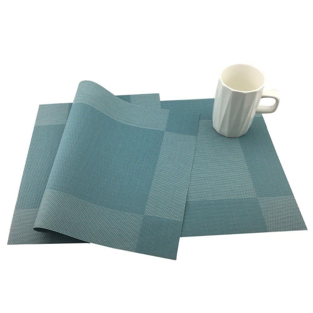 Blue 6Pcs/Lot Placemat For Dining Tableware Pad Beige PVC Table Mat Placemats Pads Bowl Coaster Kitchen Accessories