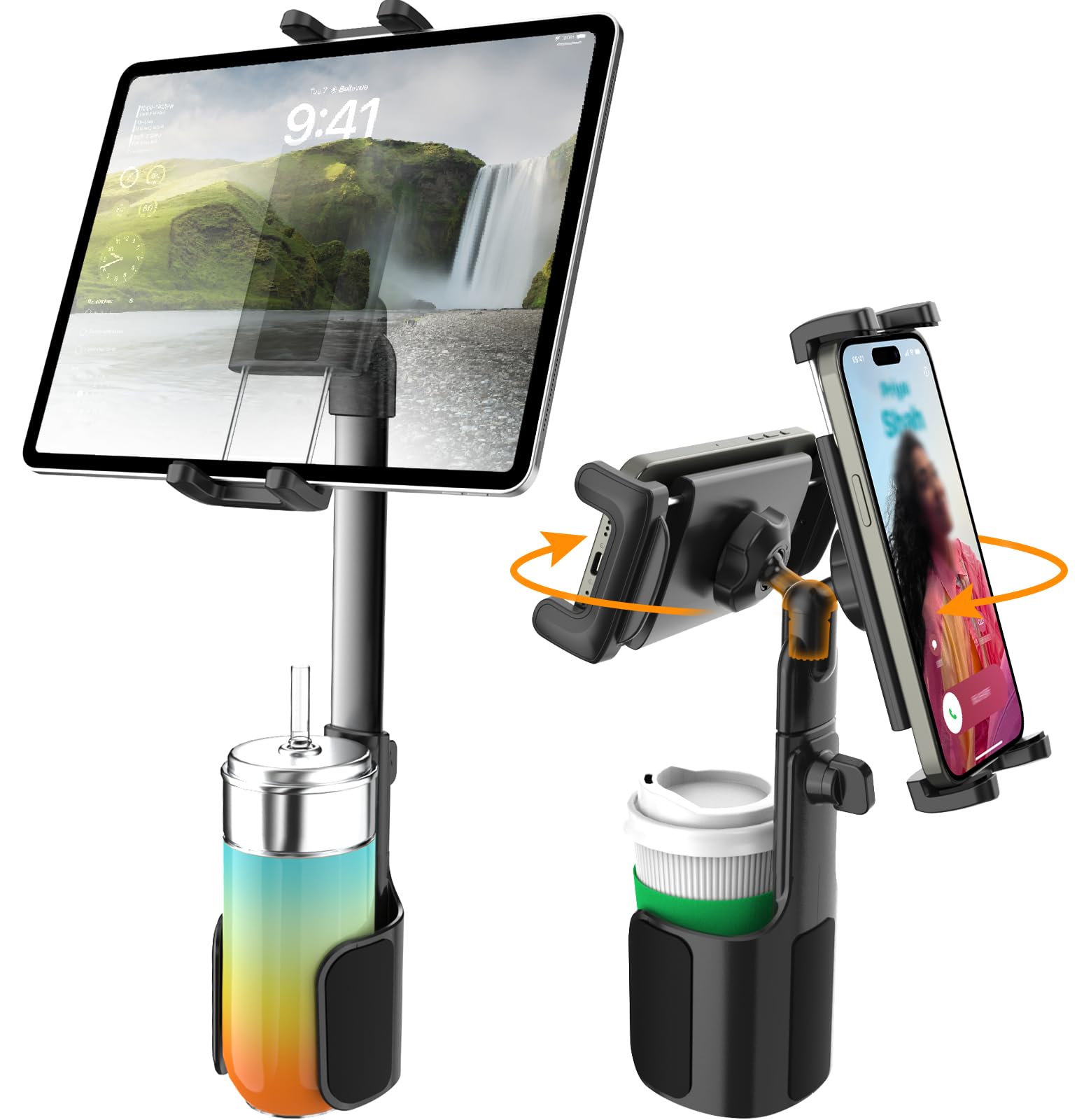 

Wukanleng Автомобильный держатель для планшета в подстаканник Регулируемый Металлический Телескопический Совместимый с Толстыми Устойчивый и Совместимый с iPad iPad Pro Air и Galaxy Включает Японский чёрный