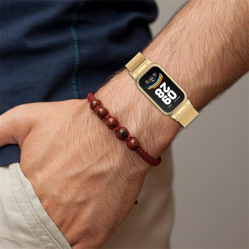 Strap For Mi Band 9 Active Bracelet Wristband for Redmi Band 3 Stainless Steel Metal Watch Band