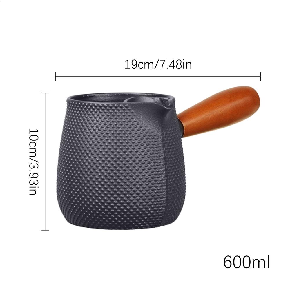 

600 мл чавунний чайник з дерев яною ручкою, чайник для заварювання, чайник для плити, чайник для кип ятіння кави, для теплого молока, вина, чаю, кави