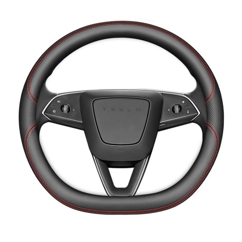 Leather Car Steering Wheel Cover for Tesla Model Y 3 2025 2026 Accessories