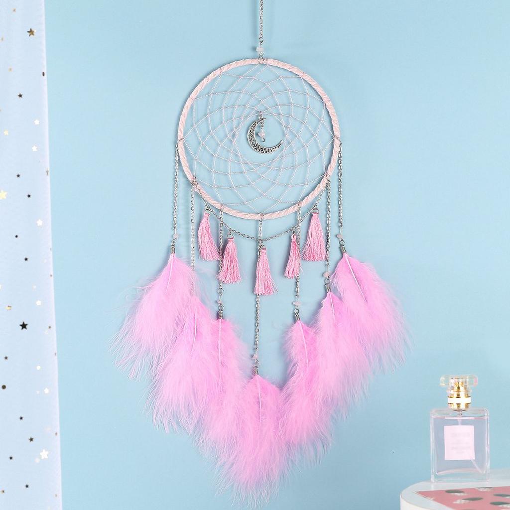 Obří lapač snů Měsíc - Boho větrný zvonkohra do dívčího pokoje, Tkané umění Narozeninový dárek