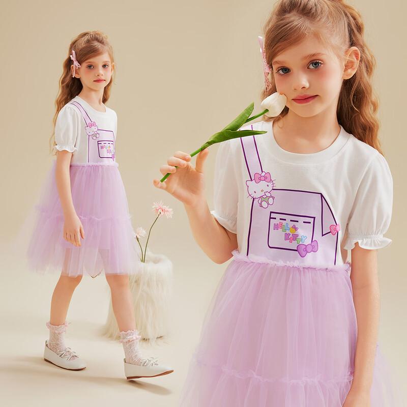 Hello Kitty Girls' Faux Two-Piece Printed Summer Dress