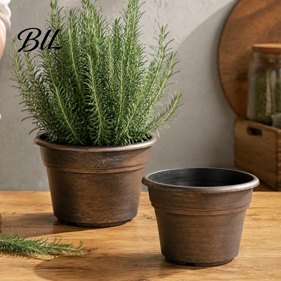 Planters for Flowers Retro Flower Pot with Saucer, Bronze Finish Plant Drainage Holes, Pots Succulents Breathable Thickened Plastic Planter