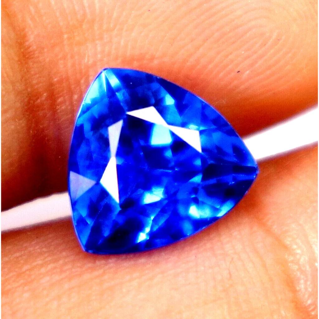 Beautiful Natural London Blue Topaz 9-10 Ct Trillion Cut Certified Gemstone
