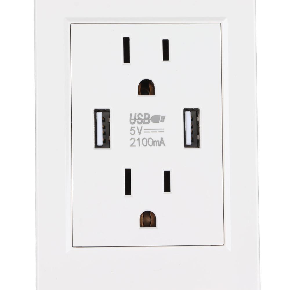 Fast Charging USB Wall Outlet 10A AC USB Outlet Durable Charging Power Outlet Home