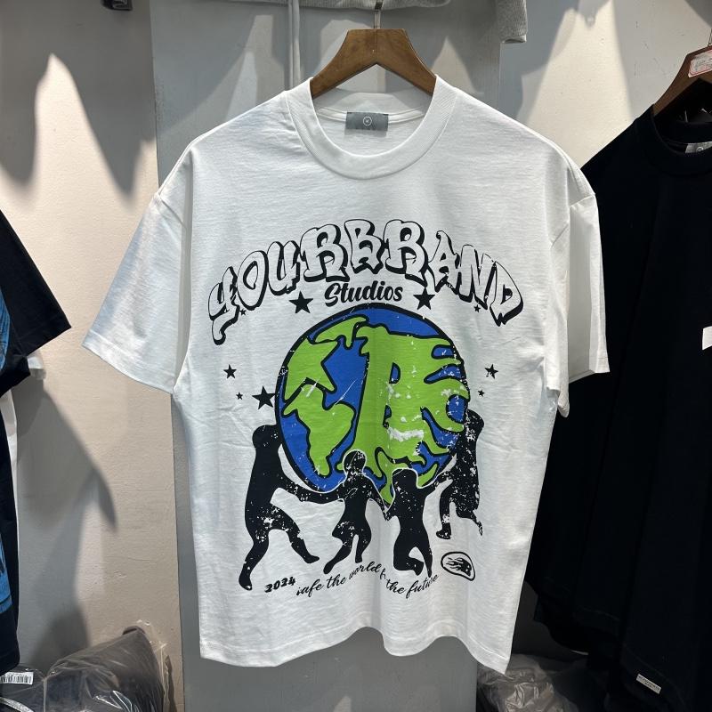 

Летний американский Канье Уэст с тем же модным брендом Принт Земли Мужской и женский круглый вырез Повседневный Короткий рукав 4XL