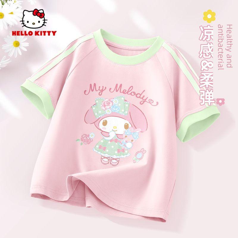 My Melody Girls  Short-Sleeve T-Shirt Summer 2026 New Stylish Children s Summer Half-Sleeve T-Shirt Girls  Trendy Top Tixingxin Mousse Powder 140
